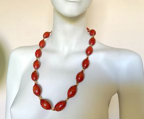African Ethnic Handmade Necklace - Κολιέ με Μεγάλες Χάνδρες σε Κεραμιδί Χρώμα