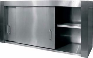 Ποτηριέρα με διπλές συρόμενες INOX πόρτες 240x30x70