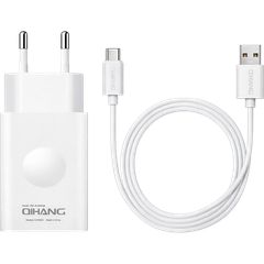 Qihang Z06 Wall Adapter Quick Charge 3.0 18W USB-A & USB-C Cable 1m Λευκό