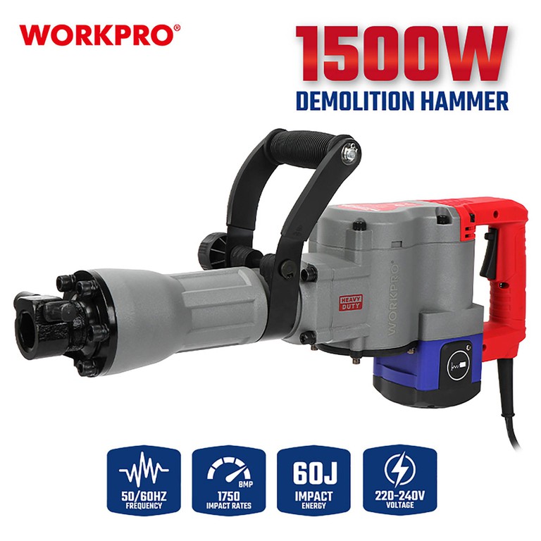 Σκαπτικό Κατεδαφιστικό Πιστολέτο 1500W (Profi) - 60 Joule, HEX Υποδοχή - WORKPRO WP470601CE