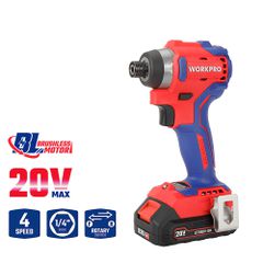 Επαναφορτιζόμενο Παλμικό Κατσαβίδι 20V Brushless - 220Nm, 4 Ταχύτητες, 2 Μπαταρίες WORKPRO WP390102
