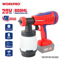 Επαναφορτιζόμενο Πιστόλι Βαφής 20V Brushless (Solo) - 1200ml/min, 2 Μπέκ WORKPRO WP397010