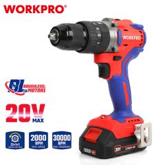 Κρουστικό Δραπανοκατσάβιδο Μπαταρίας 20V Brushless | 2x2Ah | 60Nm | 21+1+1 Ρυθμίσεις Ροπής | 2 Χρόνια Εγγύηση WP390007 - Workpro