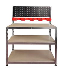 Inox Kiss Πάγκος εργασίας 136x100x40cm με 3 ράφια & διάτρητο πάνελ (SH800)