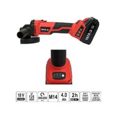 YATO ΤΡΟΧΟΣ ΓΩΝΙΑΚΟΣ ΡΥΘΜΙΖΟΜΕΝΟΣ 18V/125ΜΜ 1X4Ah YT-828294 (201828294)
