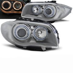 Μπροστινά Φανάρια Set Για Bmw 1 E87/E88/E81/E82 04-11 Angel Eyes Ασημί Depo