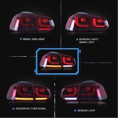 Πισινά Φανάρια Set Για Vw Golf VI (6) 08-12 Full Led Dynamic GTI R20 Look Σκούρο Κόκκινο/Λευκό VLand-thumb-2