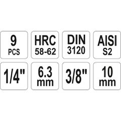 YATO ΚΑΡΥΔΑΚΙΑ HEX ΣΕΤ 1/4-3/8 9ΤΕΜ YT-04401 (20004401)