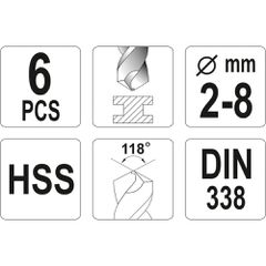 YATO ΤΡΥΠΑΝΙΑ ΣΕΤ HSS 6 (2-8) ΤΜΧ. YT-4460 (20004460)