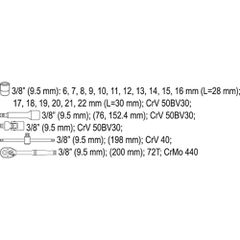 YATO ΚΑΣΕΤΙΝΑ ΚΑΡΥΔΑΚΙΑ 3/8" ΣΕΤ 22ΤΜΧ. YT-38561 (20038561)