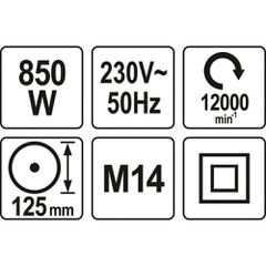YATO ΓΩΝΙΑΚΟΣ ΤΡΟΧΟΣ 850W 125MM YT-82097 (20182097)