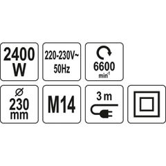 YATO ΓΩΝΙΑΚΟΣ ΤΡΟΧΟΣ 2400W 230MM YT-82105 (20182105)
