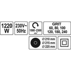 YATO ΤΡΙΒΕΙΟ ΤΟΙΧΟΥ 1220W/225ΜΜ YT-82340 (20182340)