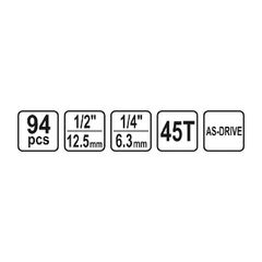 STHOR ΚΑΣΕΤΙΝΑ ΚΑΡYΔΑΚΙΑ 1/2"-1/4" ΣΕΤ 94ΤΜΧ. 58687 (22058687)