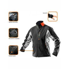 NEO TOOLS Μπουφάν εργασίας Softshell Μαύρο-Γκρι (81-550) - S