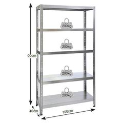 BULLE ΡΑΦΙΕΡΑ ΜΕΤΑΛΛΙΚΗ ΓΑΛΒΑΝΙΖΕ 100x40x195 - 200kg - 5 ΡΑΦΙΑ (610401)