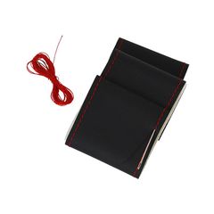 Κάλυμμα Τιμονιού Αυτοκινήτου Δερματίνη Ραφτό Εξώγαζο Μαύρο Με Κόκκινο Γαζί Medium 38cm