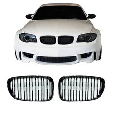 Καρδιές Μάσκας Για Bmw 1 E81 / E82 / E87 / E88 07-11 M4 Look Με Διπλή Γρίλια Μαύρο Γυαλιστερό 2 Τεμάχια
