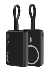 POWERTECH power bank PT-1376 με καλώδιο, 10000mah, magnetic wireless, 20W, μαύρο