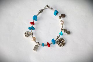 Βραχιόλι γνήσια Τουρκουάζ κοράλλι, Ασήμι sterling silver 925  - κλείσιμο καταστήματος SST146Β