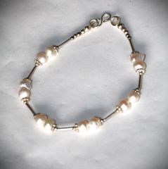 Βραχιόλι από ακατέργαστα μαργαριτάρια sterling silver 925 από κλείσιμο καταστήματος SST149