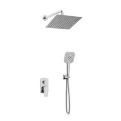 Orabella Ardesia - Shower set εντοιχισμού με Μπαταρία λουτρού, εντοιχισμού 2 σημείων, κεφαλή 250x250 με βραχίονα και τηλέφωνο ντουζ με σπιράλ και επιτοίχειο στήριγμα 10342