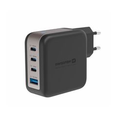 Φορτιστής μαύρος Travel Charger Swissten 3xUSB-C 100W και 1xUSB-A 18W