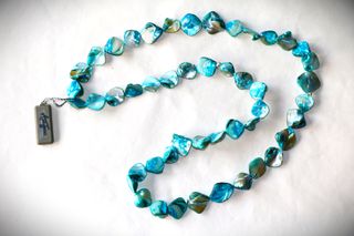 Μακρύ Κολιέ Mother of pearls κοχύλια, Ασήμι sterling silver 925  από κλείσιμο καταστήματος SST179
