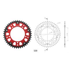 Γρανάζι Τροχού SUPERSPROX/RST-1793-45T STEALTH-Κόκκινο DL650/1000VSTROM,GSX-R600/750(520),GSF1200/1250BANDIT(520),TRIUMPH/865SCR