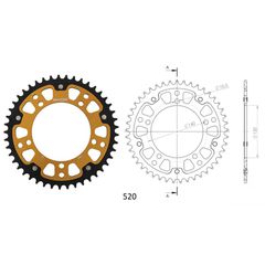 Γρανάζι Τροχού SUPERSPROX/RST-1793-45T STEALTH-Χρυσό DL650/1000VSTROM,GSX-R600/750(520),GSF1200/1250BANDIT(520),TRIUMPH/865SCRAM