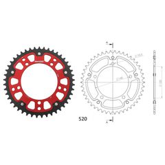 Γρανάζι Τροχού SUPERSPROX/RST-1793-46T STEALTH-Κόκκινο DL650/1000VSTROM,GSX-R600/750(520),GSF1200/1250BANDIT(520),TRIUMPH/865SCR