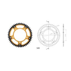Γρανάζι Τροχού SUPERSPROX/RST-1793-46T STEALTH-Χρυσό DL650/1000VSTROM,GSX-R600/750(520),GSF1200/1250BANDIT(520),TRIUMPH/865SCRAM