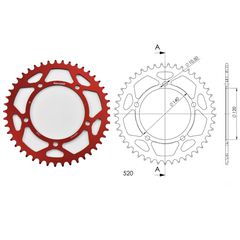 Γρανάζι Τροχού SUPERSPROX/RAL-1793-45T ALUMINIUM-Κόκκινο DL650/1000VSTROM,GSX-R600/750(520),GSF1200/1250BANDIT(520),TRIUMPH/865