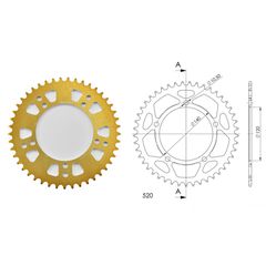 Γρανάζι Τροχού SUPERSPROX/RAL-1793-45T ALUMINIUM-Χρυσό DL650/1000VSTROM,GSX-R600/750(520),GSF1200/1250BANDIT(520),TRIUMPH/865SC