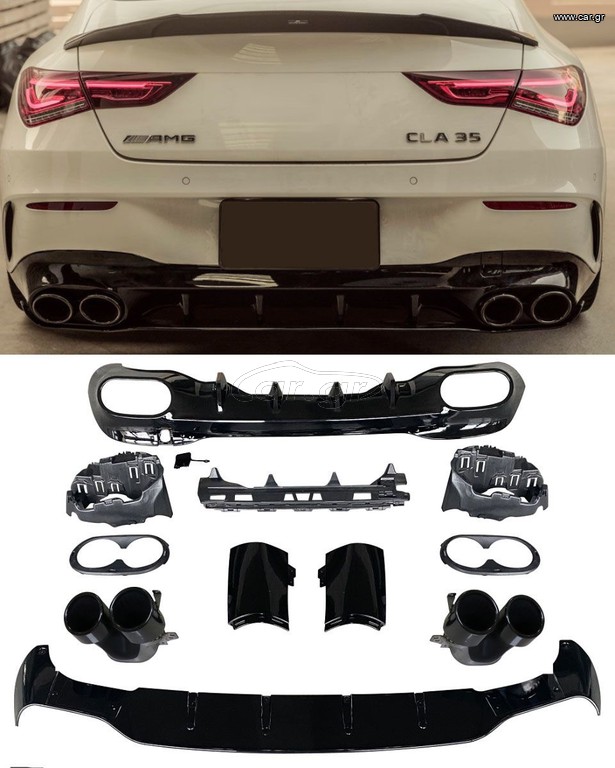 MERCEDES CLA C118 AMG45 DIFFUSER ME ΜΑΥΡΕΣ ΕΞΑΤΜΙΣΕΙΣ