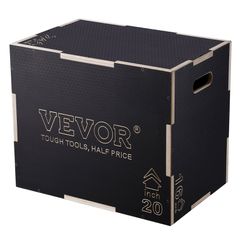 VEVOR 3 σε 1 Plyometric Jump Box, 24/20/16 Inch Wooden Plyo Box, Platform & Jumping Agility Box, Anti-slip Fitness Step Up Box for Home Gym Training, Conditioning Strength Training, Μαύρο