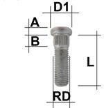 Μπουζόνι Τροχού Χτυπητό M12X1.5 type R6G - L: 35 - 75 mm / RD: 13mm - 1 Τμχ. - (M1215RE35F)