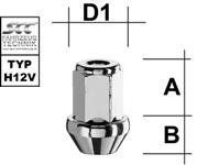 Παξιμάδι Τροχού M12X1,25 / Κωνικό 60° / Κλειδί17  KH34 Κλειστού Τύπου