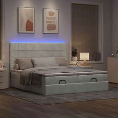 Οθωμανικό κρεβάτι με στρώματα & LEDs Ανοιχτό γκρι Βελούδο 3314627