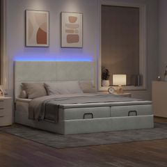 Οθωμανικό κρεβάτι με στρώματα & LEDs Ανοιχτό γκρι Βελούδο 3314609
