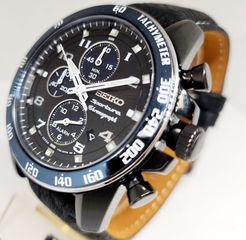 SEIKO SPORTURA CHRONOGRAPH Black Leather Strap. 7Τ62-0LC0 Α90026 ΤΙΜΗ 370 ΕΥΡΩ