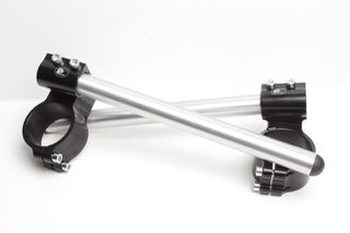 Motorcycle clip-on handlebars ? 37 mm raised with adjustable grip inclination, type RAG
