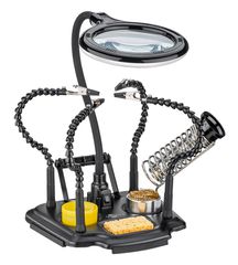 GOOBAY βάση στήριξης πλακέτας 76558 με μεγεθυντικό φακό & θέση για κολλητήρι, 4x βραχίονες, μαύρη