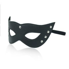 Bdsm Black leather Eye cat mask with rivets-thumb-1