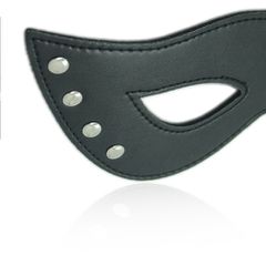 Bdsm Black leather Eye cat mask with rivets-thumb-3