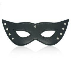 Bdsm Black leather Eye cat mask with rivets-thumb-4