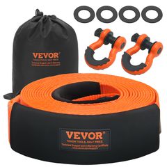 VEVOR Heavy Duty Tow Strap Recovery Kit 3" x 30 ft (MBS-36.000 lbs) Ιμάντας για βαρούλκο Tree Saver, Τριπλός ενισχυμένος βρόχος & προστατευτικά μανίκια & τσάντα αποθήκευσης, δεσμίδες D-Ring 3/4", για