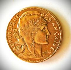 Κρεμαστό μενταγιόν κολιέ Κοκοράκι 20F φράνγκα Γαλλίας Λίρα επίχρυση 24Κ αλυσίδα-thumb-13