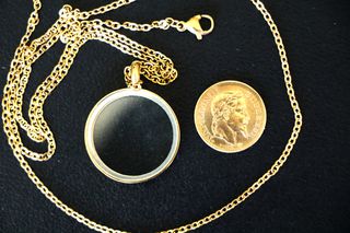 Κρεμαστό μενταγιόν κολιέ Ναπολέων  φράνγκα Γαλλίας Λίρα επίχρυση 24Κ αλυσίδα