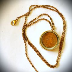 Κρεμαστό μενταγιόν κολιέ Ναπολέων  φράνγκα Γαλλίας Λίρα επίχρυση 24Κ αλυσίδα-thumb-2